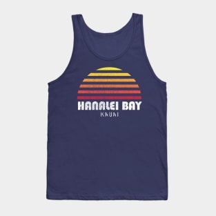 Hanalei Bay Kauai Hawaii Retro Sunset Family Beach Vacation Tank Top